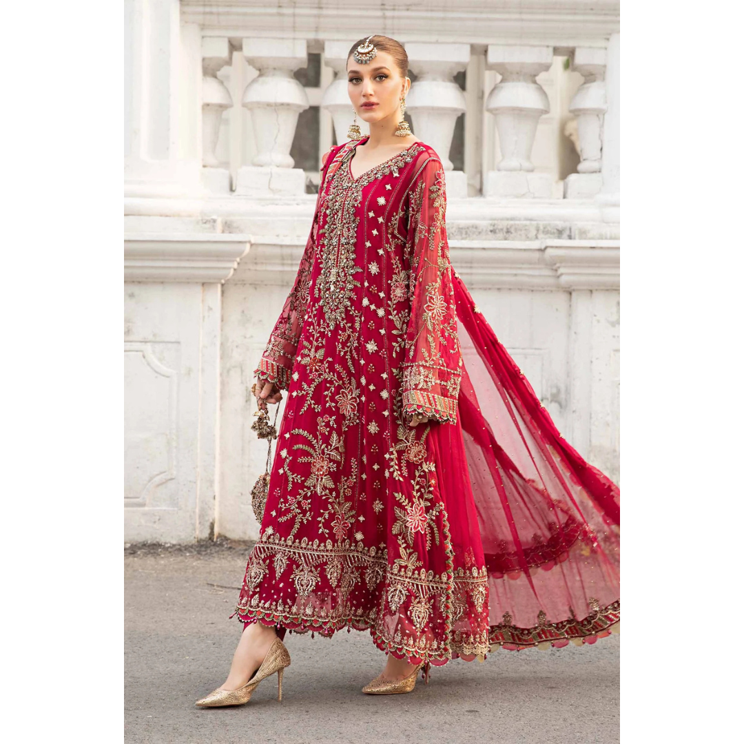 3 Piece – Unstitched Embroidered Chiffon Suit – MB350001