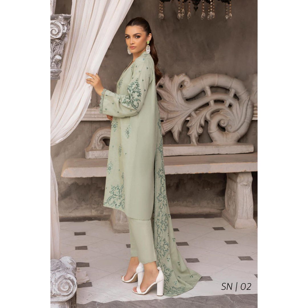 3 Piece – Unstitched Cutwork Embroidered Suit – SN562802