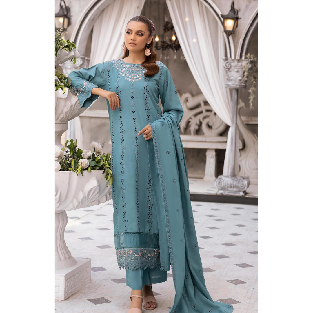 3 Piece – Unstitched Cutwork Embroidered Suit – SN562803