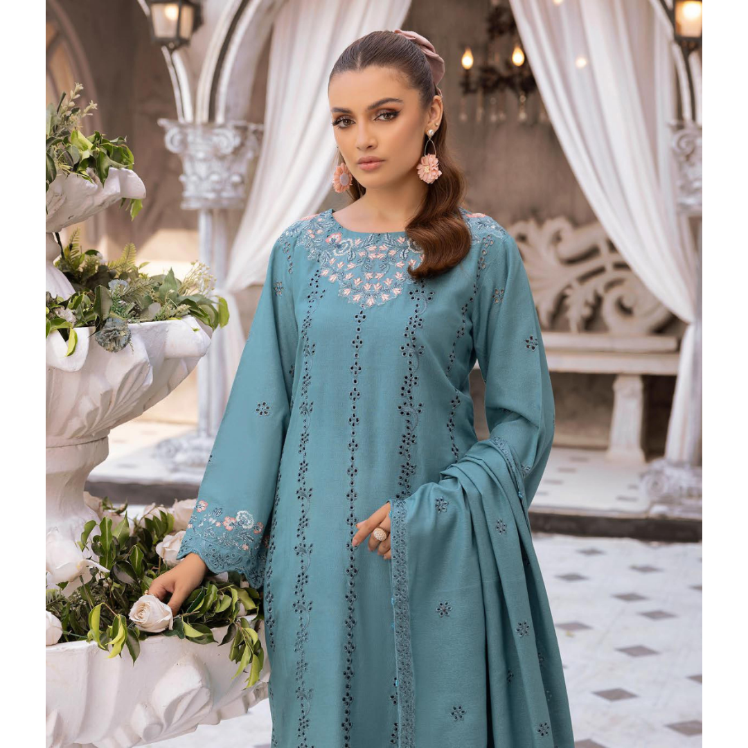 3 Piece – Unstitched Cutwork Embroidered Suit – SN562803