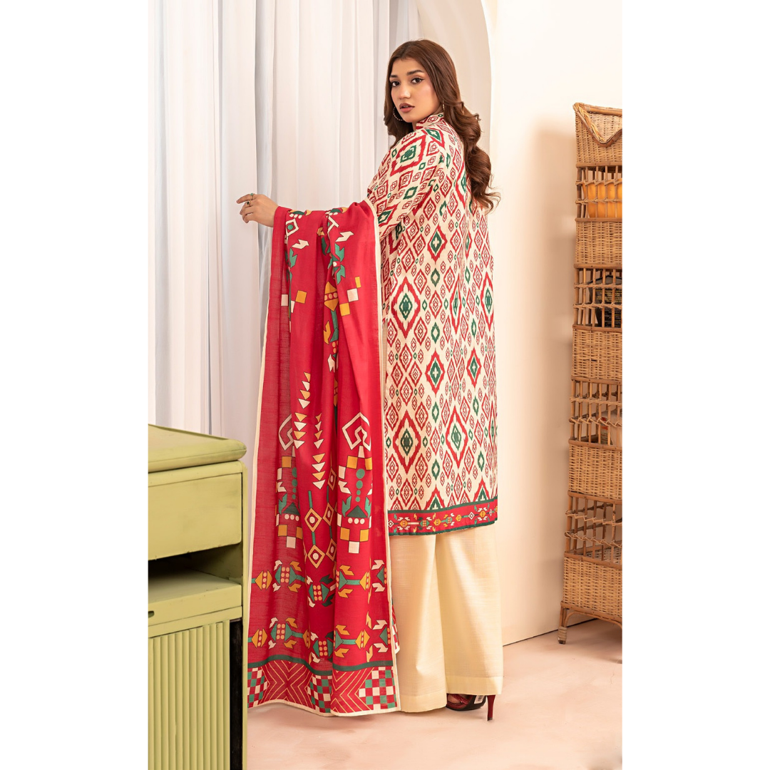 3 Piece – Unstitched Printed Khaddar Suit – SN306002