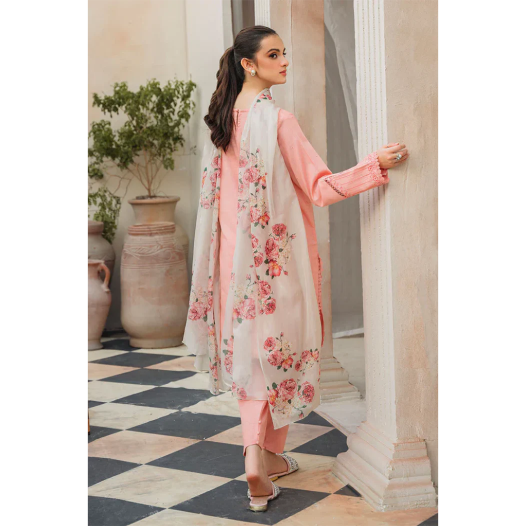 3 Piece – Unstitched Embroidered Dhanak Suit – AHXANF100