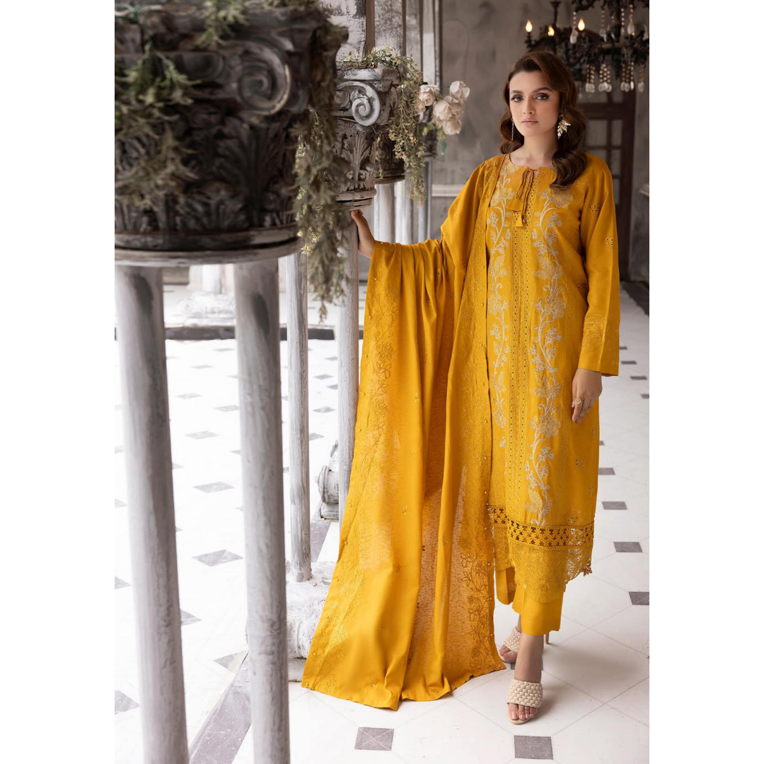 3 Piece – Unstitched Cutwork Embroidered Suit – SN562804