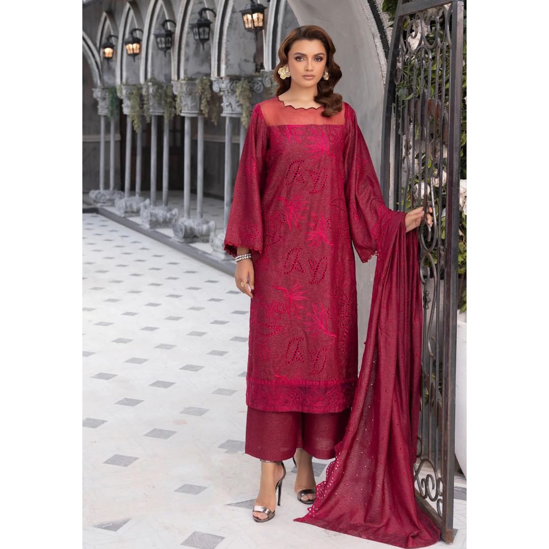 3 Piece – Unstitched Cutwork Embroidered Suit – SN562805