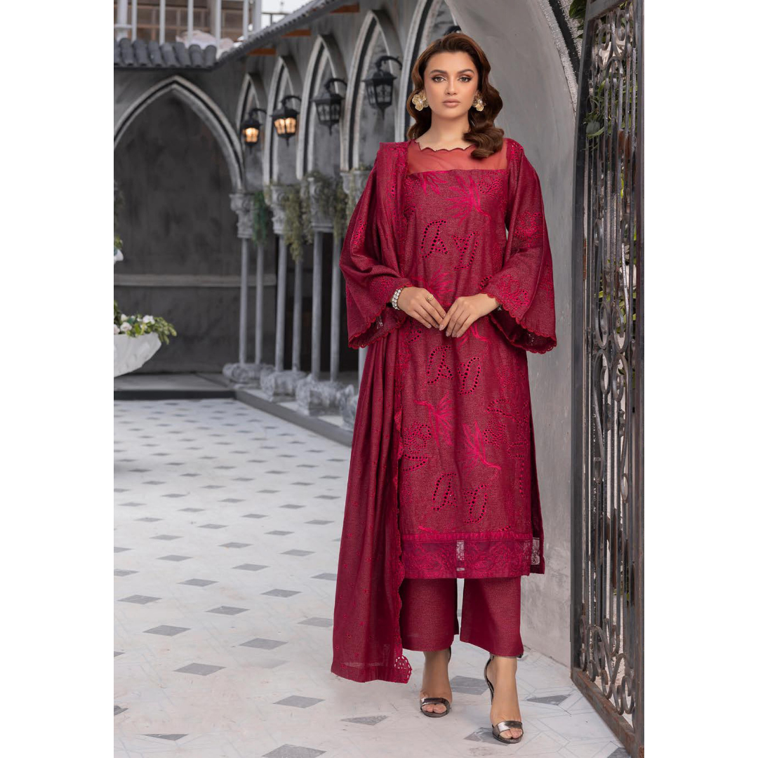 3 Piece – Unstitched Cutwork Embroidered Suit – SN562805