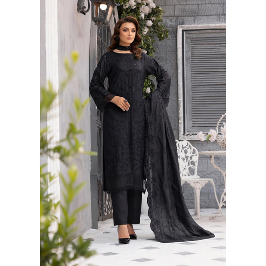 3 Piece – Unstitched Cutwork Embroidered Suit – SN562806