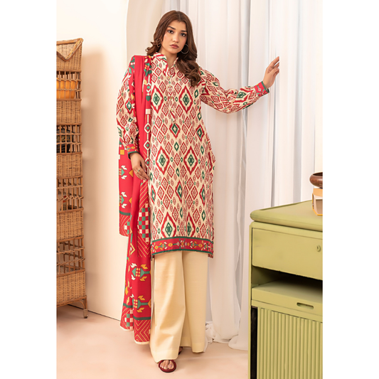 3 Piece – Unstitched Printed Khaddar Suit – SN306002