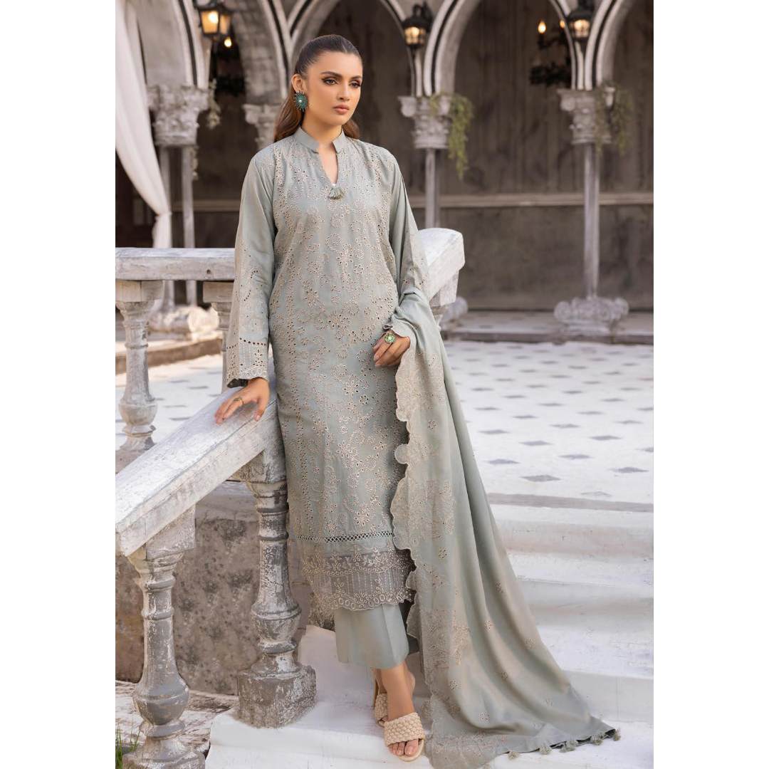 3 Piece – Unstitched Cutwork Embroidered Suit – SN562807