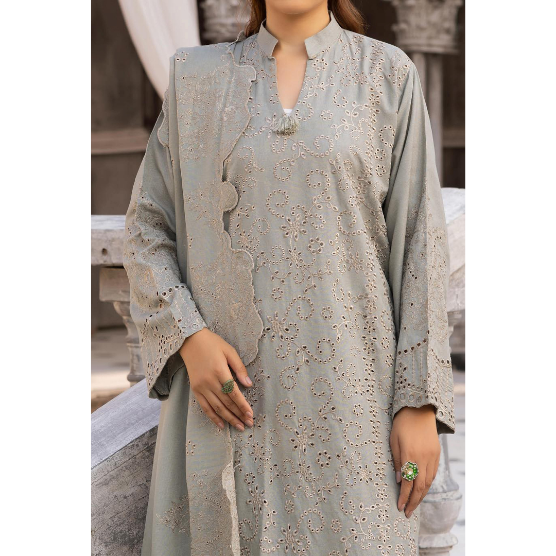 3 Piece – Unstitched Cutwork Embroidered Suit – SN562807