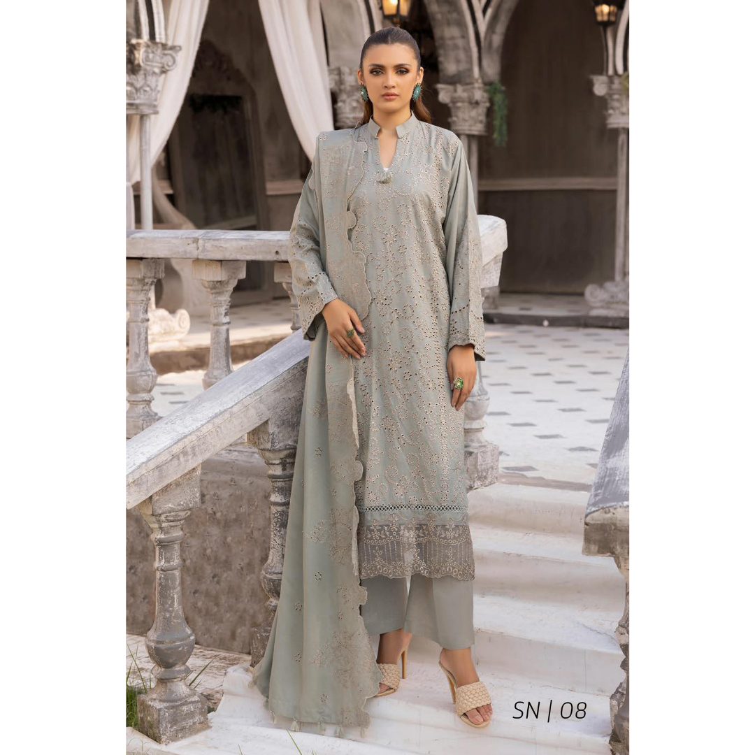 3 Piece – Unstitched Cutwork Embroidered Suit – SN562807