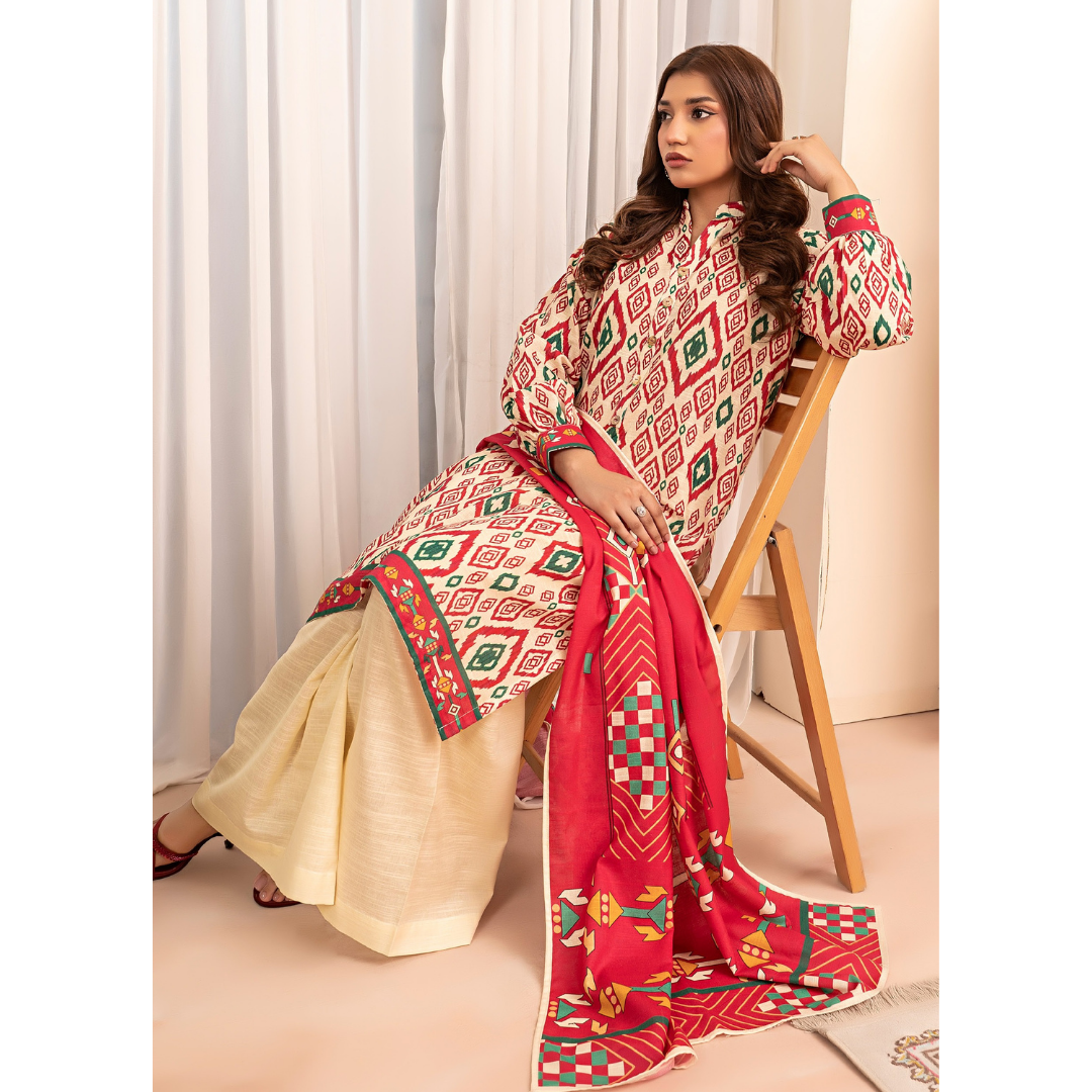 3 Piece – Unstitched Printed Khaddar Suit – SN306002